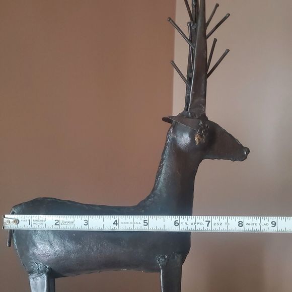 Brutalist Metal Sculpture, Figural Primitive Reindeer Elk Buck Wild Game Animal - Picture 9 of 11